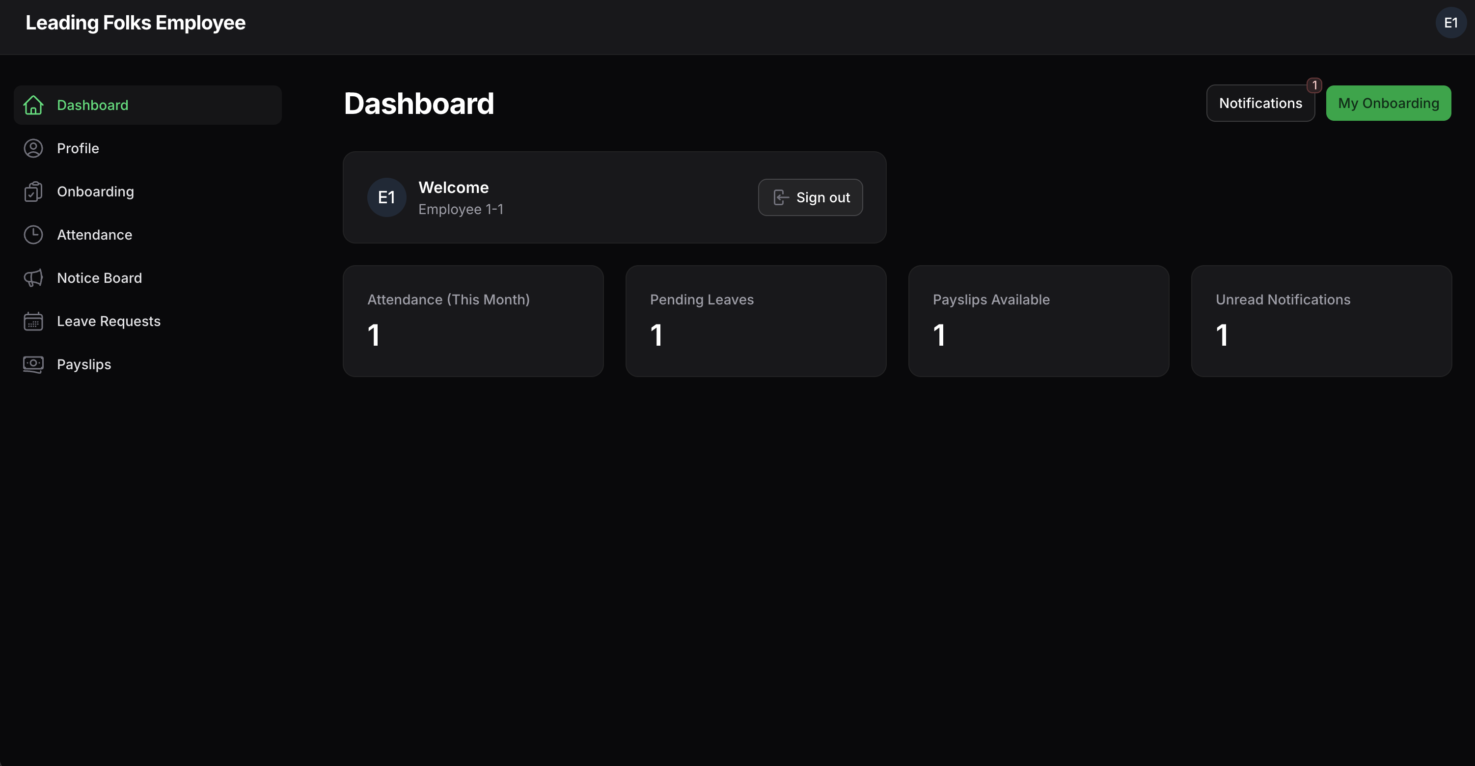 Leading Folks employee dashboard